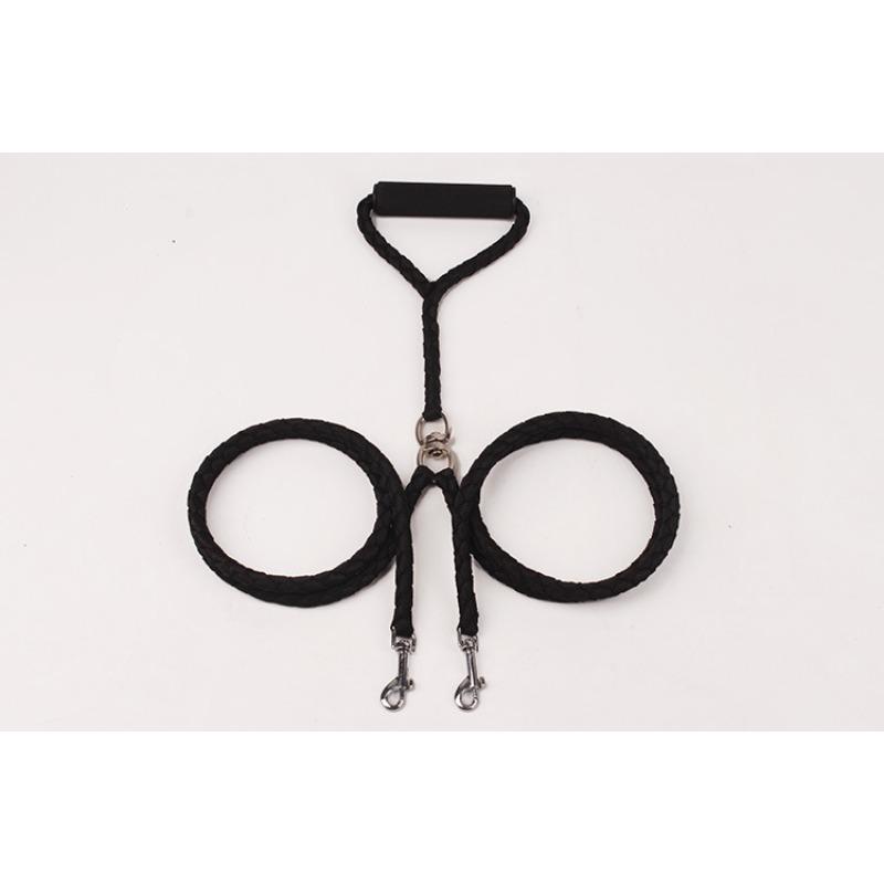 

One tow Two headed Pet Double lead Dog Leash Braided PP Round Rope Dog Leash Dog Chain 1.4 meters
