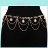 Trendy Gold Tone Crystal Waist Jewelry With Wave Tassel For Adult Unisex Fashion