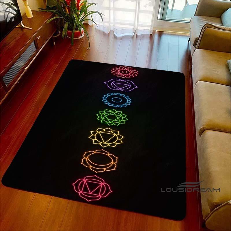 3D Rainbow 7 Chakra Rug, Bedroom Rug for Living Room, Home Sofa Decor, Kids Play Mat, Large Decor Rug, Yoga Meditation001