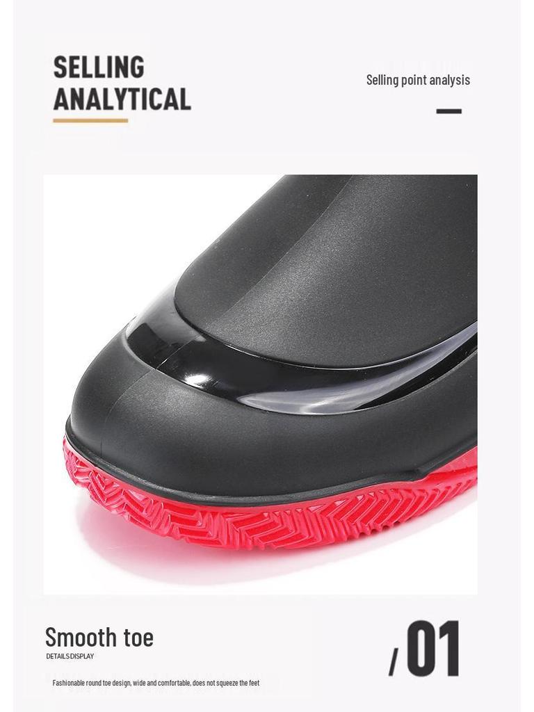 Men's Low-Cut Waterproof Non-Slip Rubber Ankle Rain Boots 