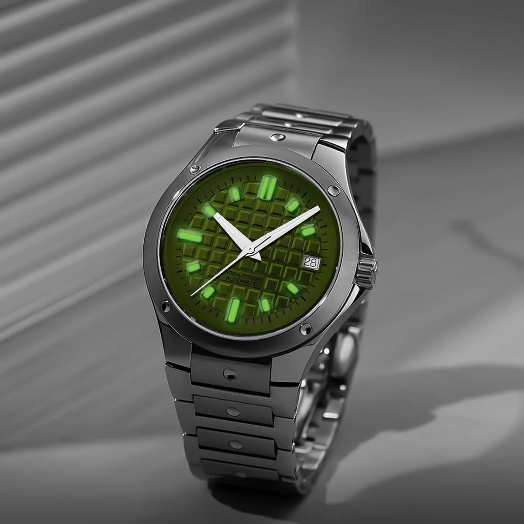 30mm Zifferblatt ohne Logo frisch kleines Quadrat Grün leuchtendes Zifferblatt kompatibel mit japanischem Uhrwerk NH34 NH35 NH36 Uhrenzubehör