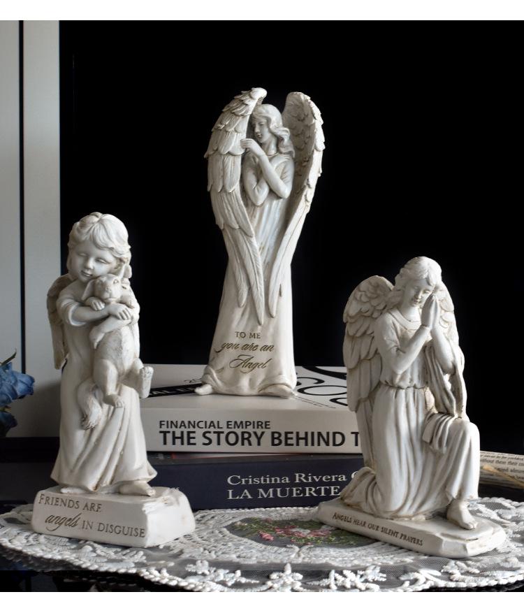 Antique Distressed Angel Resin Figurine for Home or Office Decor