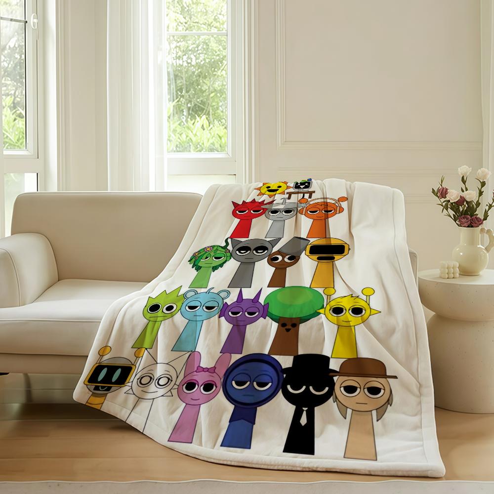 

Cartoon Sprunki Game Blanket Warm Soft Suitable For Bedroom Sofa Bed Living Room Office Travel Camping Gifts 75x90cm