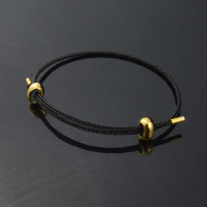 

Красный шнурок водонепроницаемый носимый браслет с золотыми бусинами Black Finished