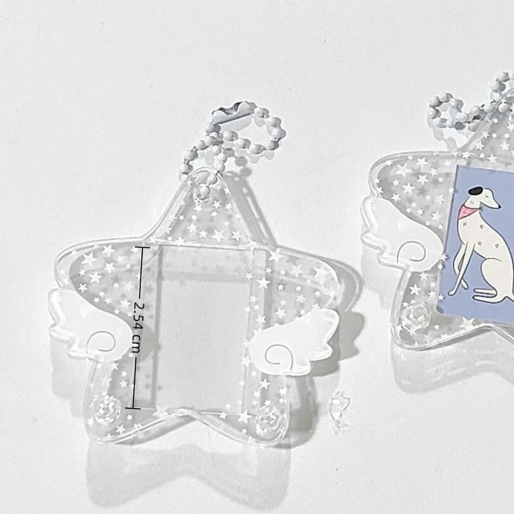Star Wings Series Photocard Holder 1 Inch Five-pointed Star Wing Acrylic Frame Keychain Transparent Backpack Pendant