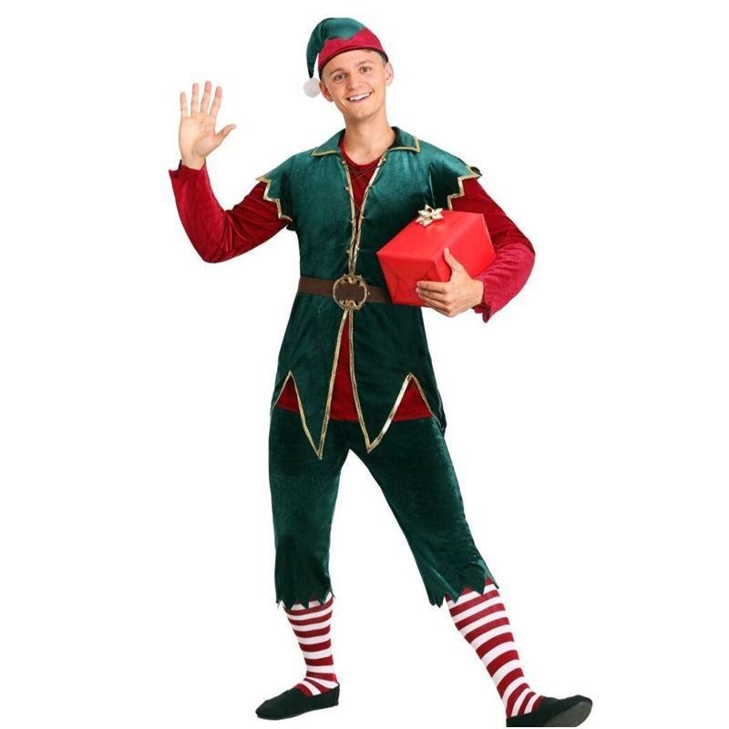 New Santa Claus Christmas Elf Costume Adult Male and Female Divided Christmas Party Costume Party