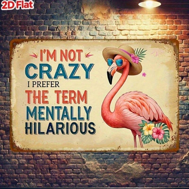 Vintage Flamingo Metal Wall Art Decor 8x12 Inch