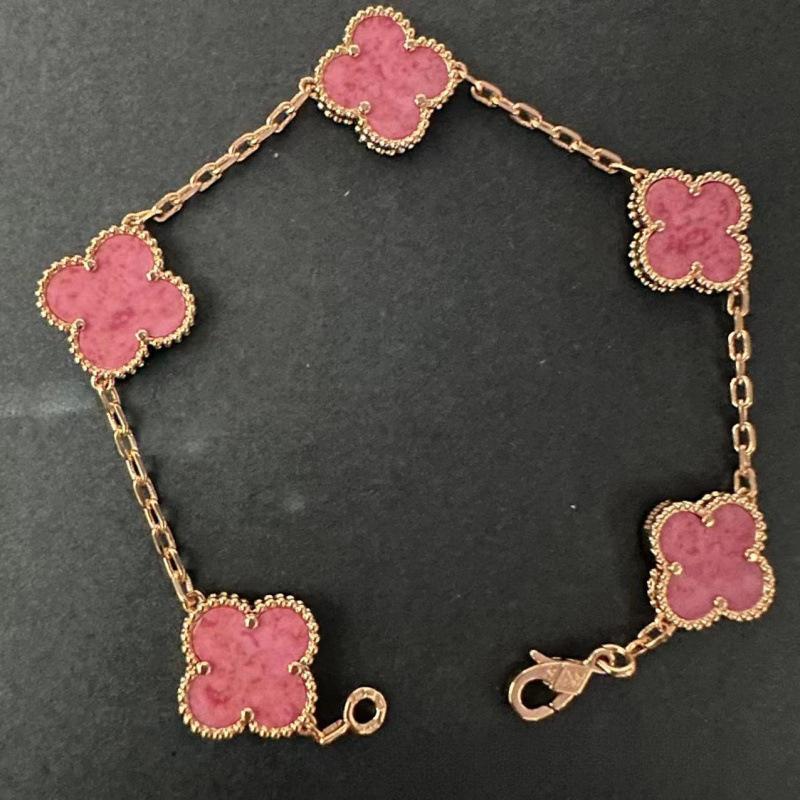 Exquisite Four-leaf Clover Bracelet for Women Five-flower Bracelet Double-sided Natural White Mother-of-pearl and Carnelian Bracelet