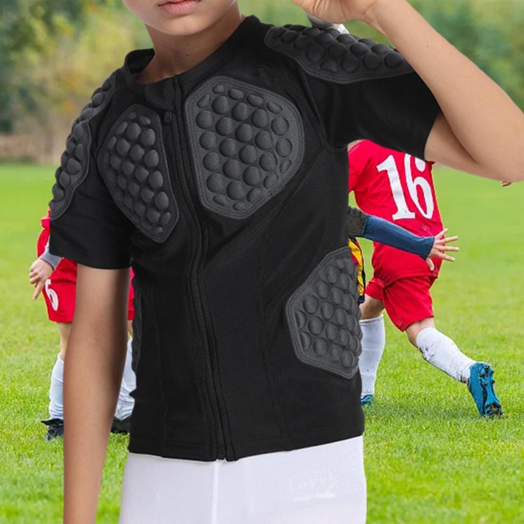 Kids Anti Impact Sports Chest Protective Clothing Breathable Padded Tops Short Sleeve Shirt for Basketball Skidding Football