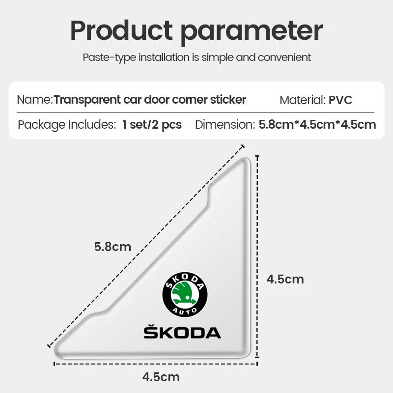 WLQP2 2pcs Car Door Corner Protection Sticker Anti-Collision Protector For Skoda Yeti VRIS Octavia a5 a7 Karoq Kamiq Fabia Kodiaq