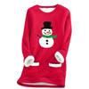 Ladies' Loose And Comfortable Round Neck Christmas Print Thick With Pockets Long Sleeved Top