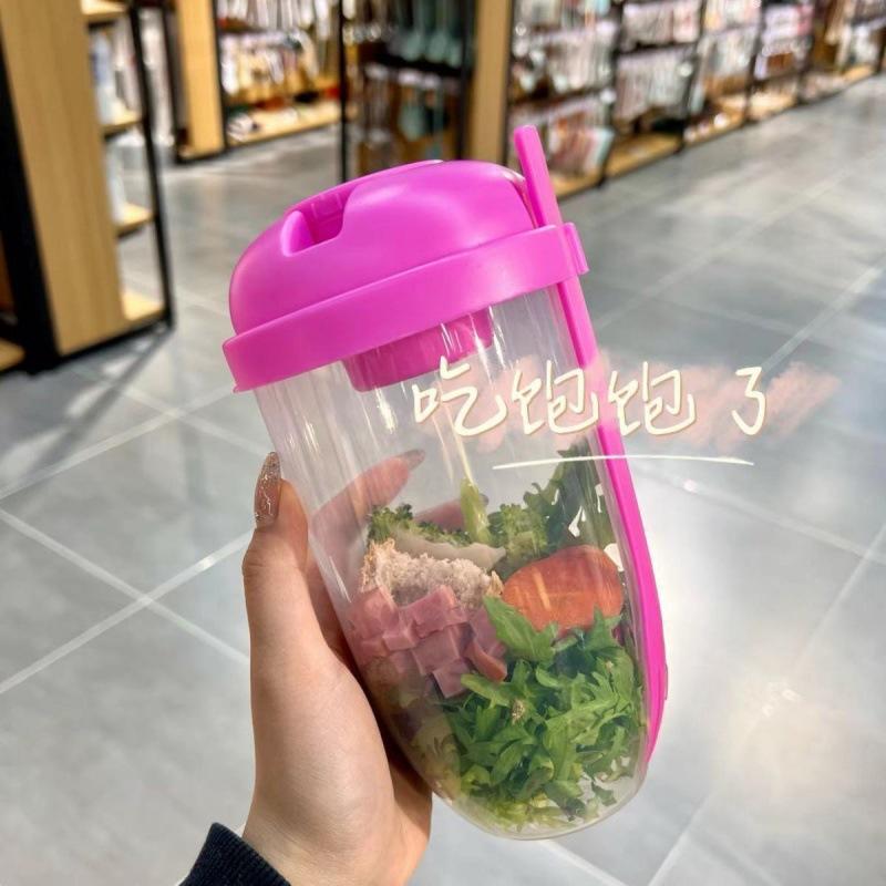 Portable Salad Cup with Fork Sauce Cup Lid Breakfast Fruit Storage Box Cereal Nut Yogurt Oatmeal Milk Cups Outdoor Lunch Box 2530₽