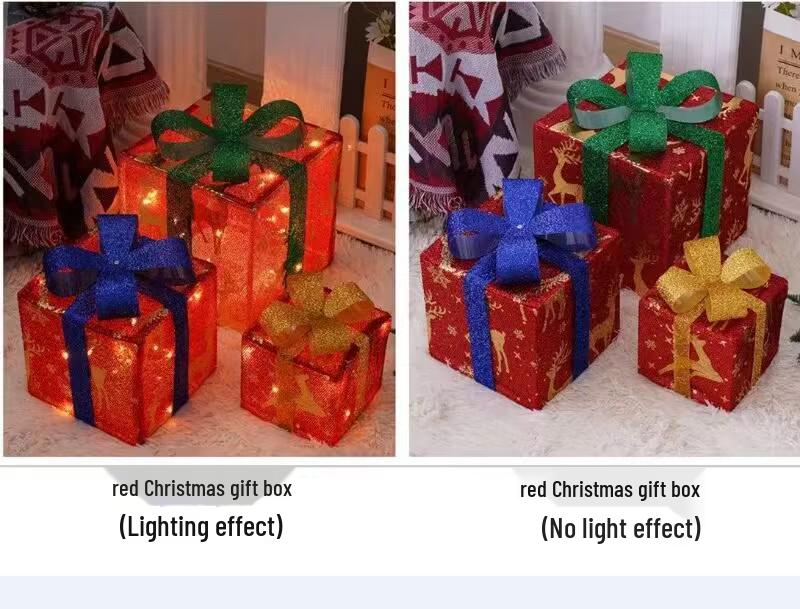 Christmas Gift Box Set: 3-Piece Fairy Light Decorations for Birthday Parties and Ornaments