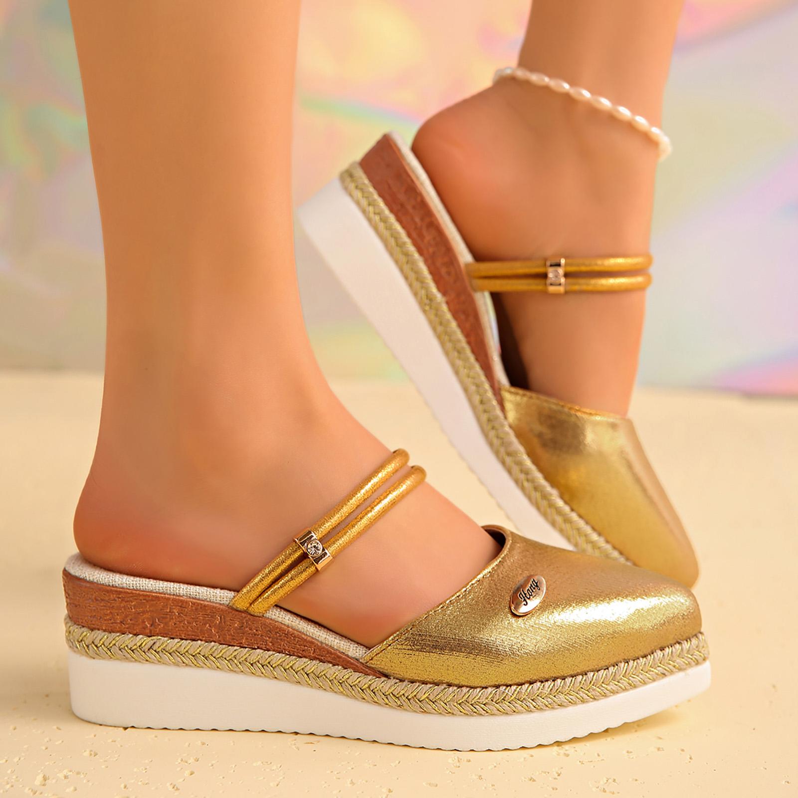 

Women S Outerwear Closed Toe Wedge Sandals With Leather Shiny Sandals For Women Heels Wedge Flat Sandals For Women Size 12 42