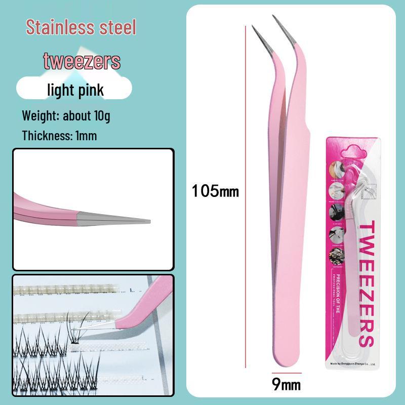 Colorful Stainless Steel Curved Tweezers for False Eyelashes and Planner Clips