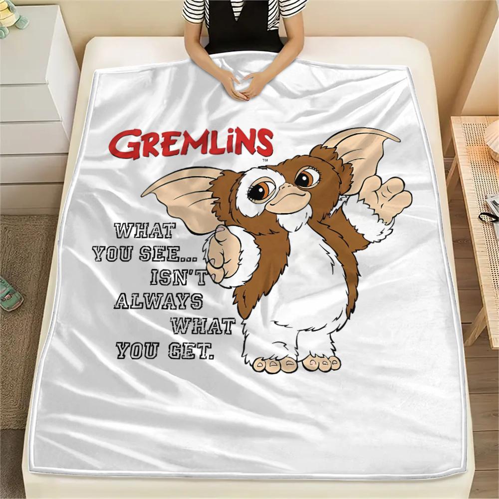 1PC Gremlins Print Flannel Blanket, High quality All Seasons, Home Decor, Warmth and Comfort, Perfect for Christmas Gifts