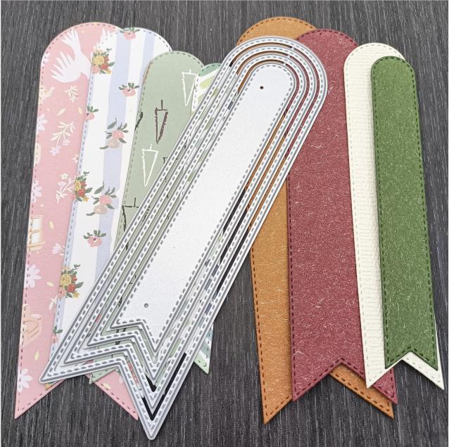 Sada vyřezávacích šablon s vroubkovaným rámečkem Kovové řezací šablony Steh pro přání k narozeninám, záložky, scrapbooking