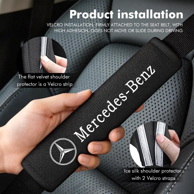 For Benz Car Shoulder Cover Cushion Seat Belt Pad Suede/Ice Seat Belt Cover AMG W213 W124 W108 W126 Exclusive W204 W222 W205