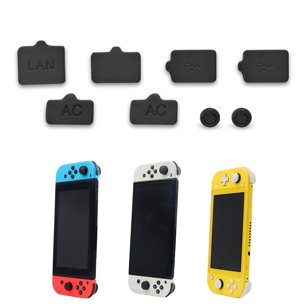 8pcs Dust Plug Dustproof Kit Silicone Dustproof Plugs Replacement Game Console Accessories for NS Switch/Switch OLED/Switch Lite