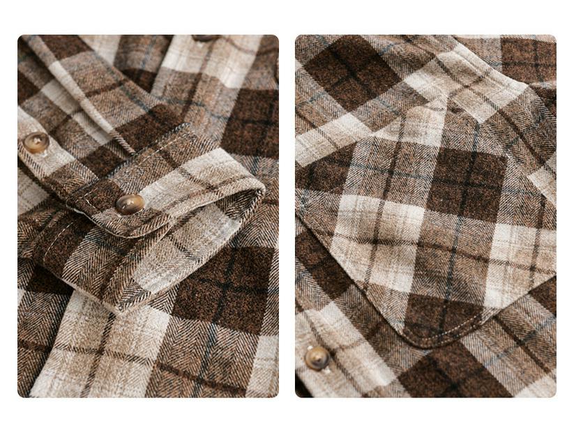 Autumn 2023 Men's Retro Plaid Long Sleeve Shirt - Loose and Comfortable