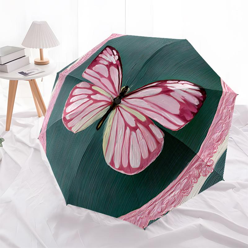 1pc Butterfly ArtworkAutomatic Open/close Umbrella, 8-Rib sturdy structure, Portable Travel Umbrella, Parties, Everyday Usec22