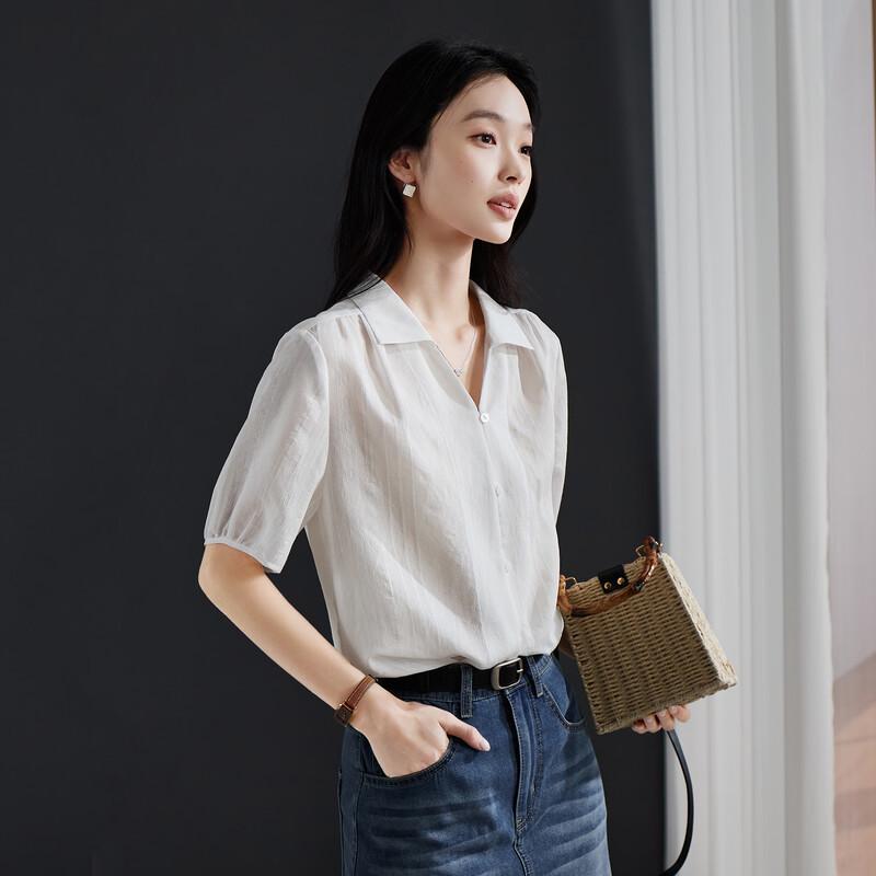 SOFSIL Women s Versatile Lapel Short Sleeve Shirt XL