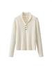 Women's 2026 Summer Knit Polo Sweater with Long Sleeves and Buttons