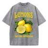 Green Planted Lemons Prints Washed TShirt Womens Cotton Oversized Tops Comfortable Distressed ONeck Streetwear Summer Clothes