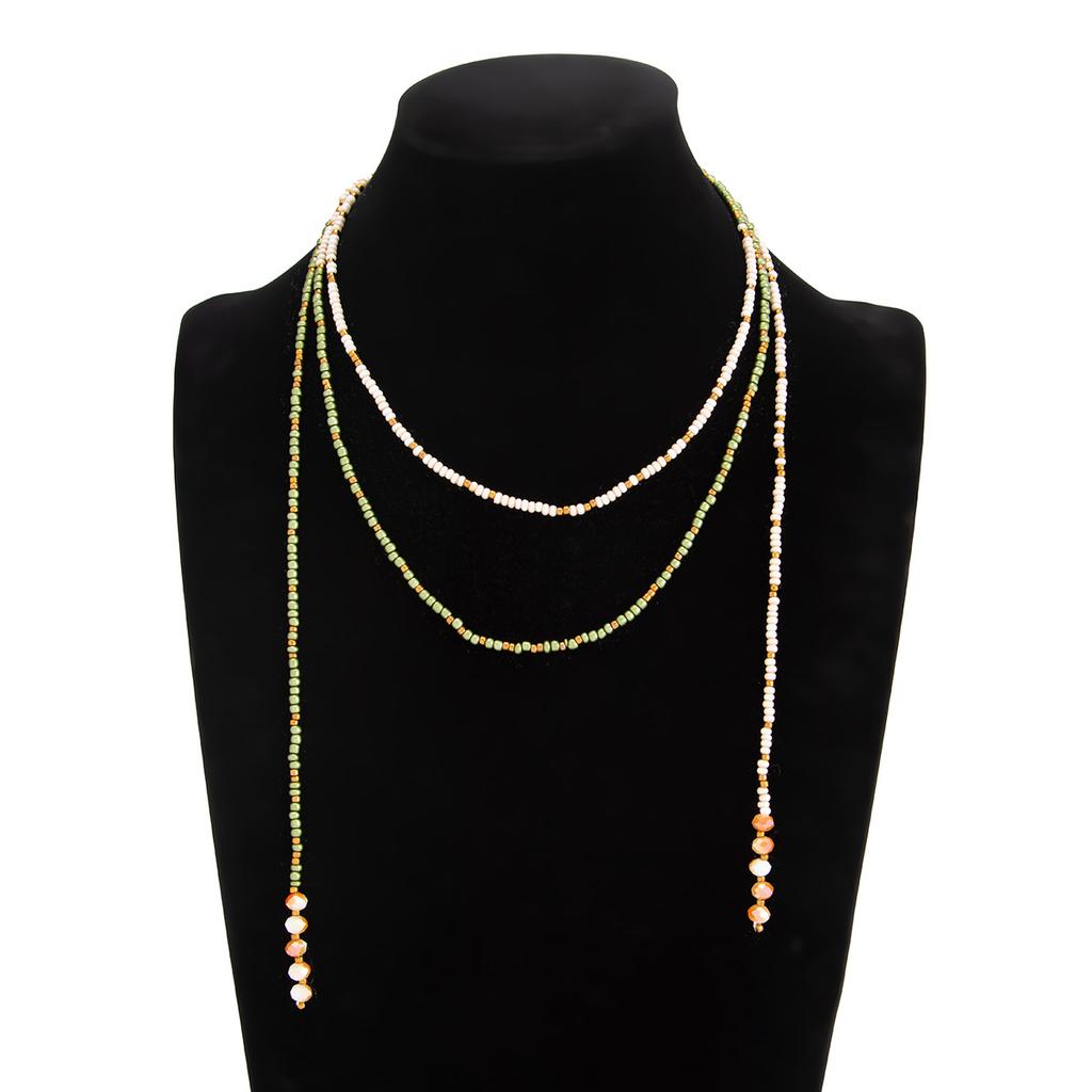 Vintage Beads Necklace Women Stackable Adjustable Sweater Chain Jewelry Accessories