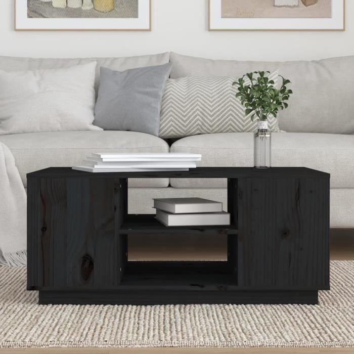 814403 vidaXL Table basse Noir 90x49x40,5 cm Bois massif de pin