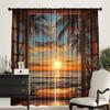 Set Of 2 Jit Scenic Palm Trees Window Curtain Drapes Polyester Living Room Decor Holiday Curtains Darkening Made Treatment