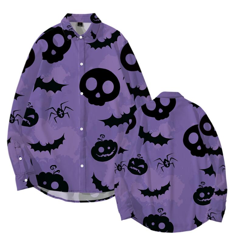 

Темная серия Череп и кости 3D рубашка с лацканами Тонкая повседневная рубашка с длинным рукавом