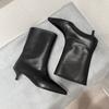 French Pointed Cat and Short Boots Women's Autumn and Winter Low Heel Thin Heel Retro Wide Mouth Mid Boots