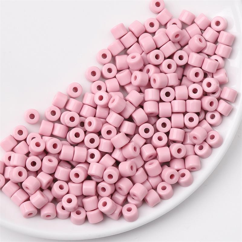 Acrylic Cream Solid Color Small Cylinder Beads for DIY Hairpin, Bracelet, Necklace Jewelry Accessories
