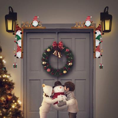 Door Corner Decoration Wood Christmas Faceless Old Man Corner Ornament Colorful Gnome Festive Decor Corner Ornament for Mirror Cabinet Furniture