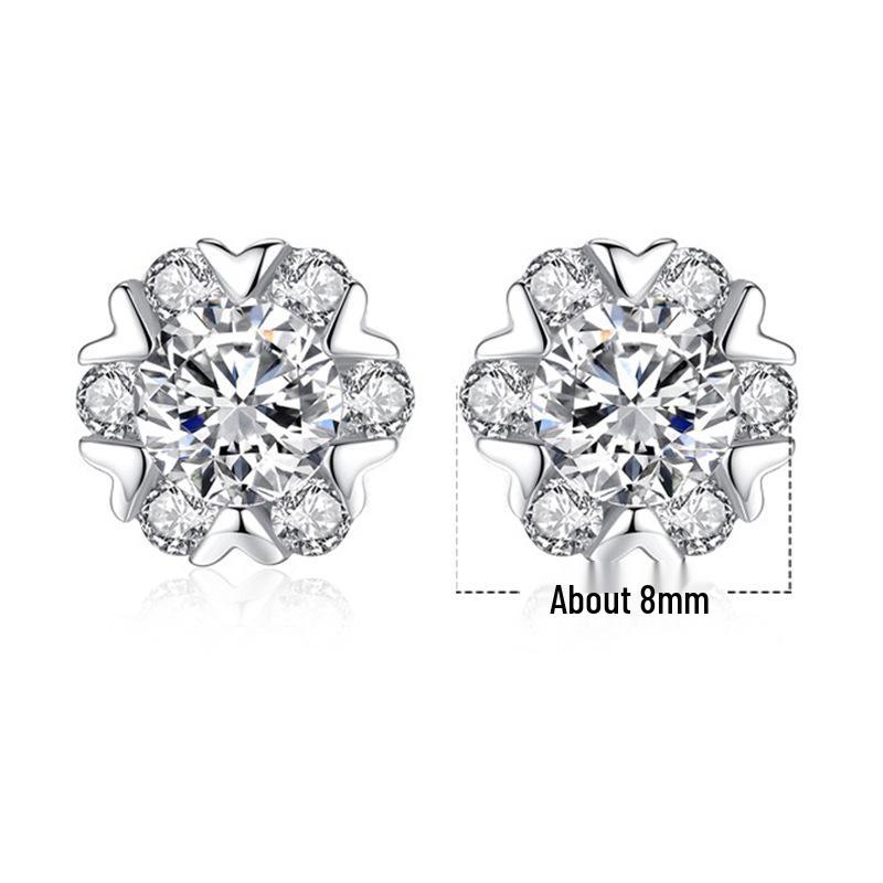 

Women s S925 Sterling Silver Snowflake Stud Earrings - Sweet Korean Christmas Jewelry Gift S925 Silver