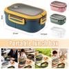1L Double Layer Bento Lunch Box with Spoon Fork Leakproof Microwave Food Container for Kids Office Camping Travel Picnic