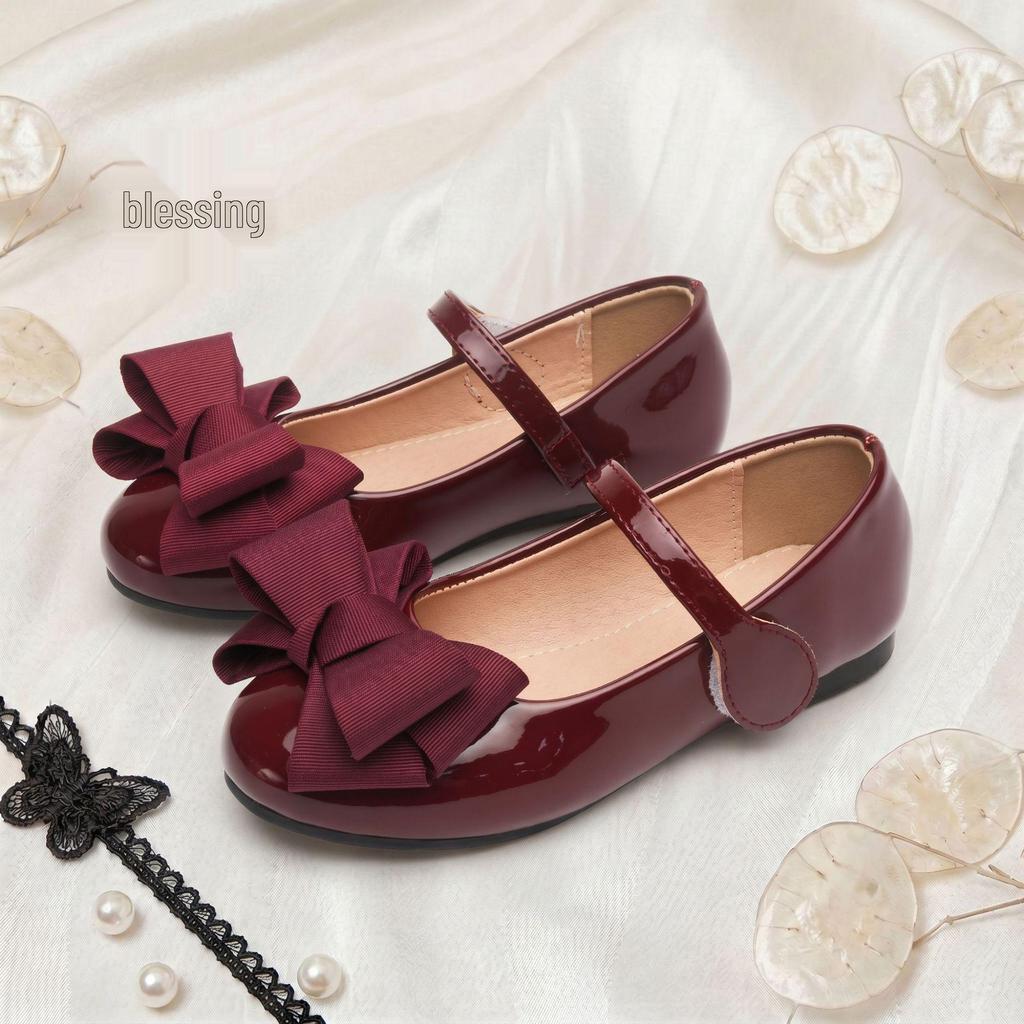 Mädchen Mary Jane Schuhe aus Lackleder im koreanischen Stil mit Schleife