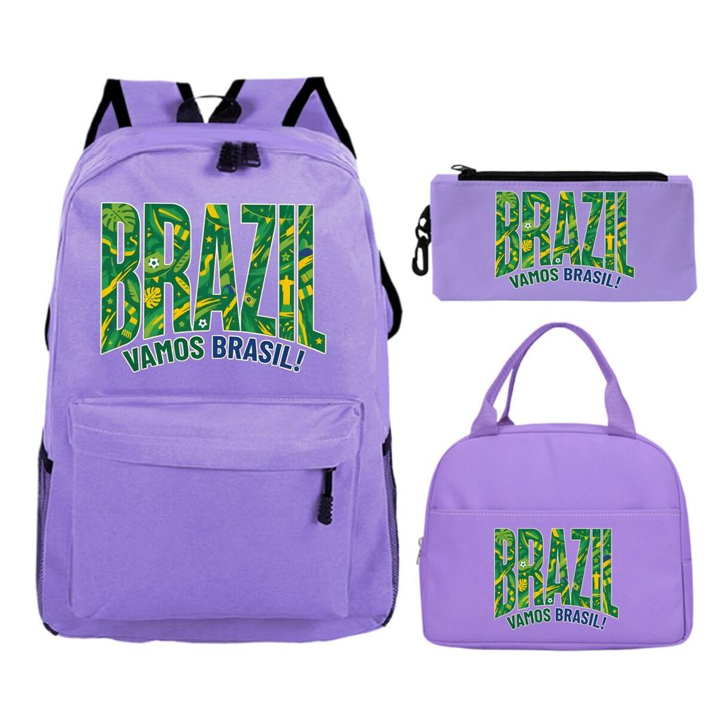 Fun Mexico Brazil Letter Print 3pcs Set Backpack Soccer Lover Kids Boys Girls Bagpack Pen Bag and Lunch Bags Suit Gifts