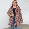 00 Leopard print fur imitation fur hooded autumn and winter loose women's coat coat