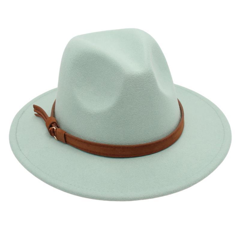 Gentleman'S Top Hat Vintage Jazz Hat Men'S And Women'S Elegant Felt Hat Belt Buckle Tweed Hat Light Luxury