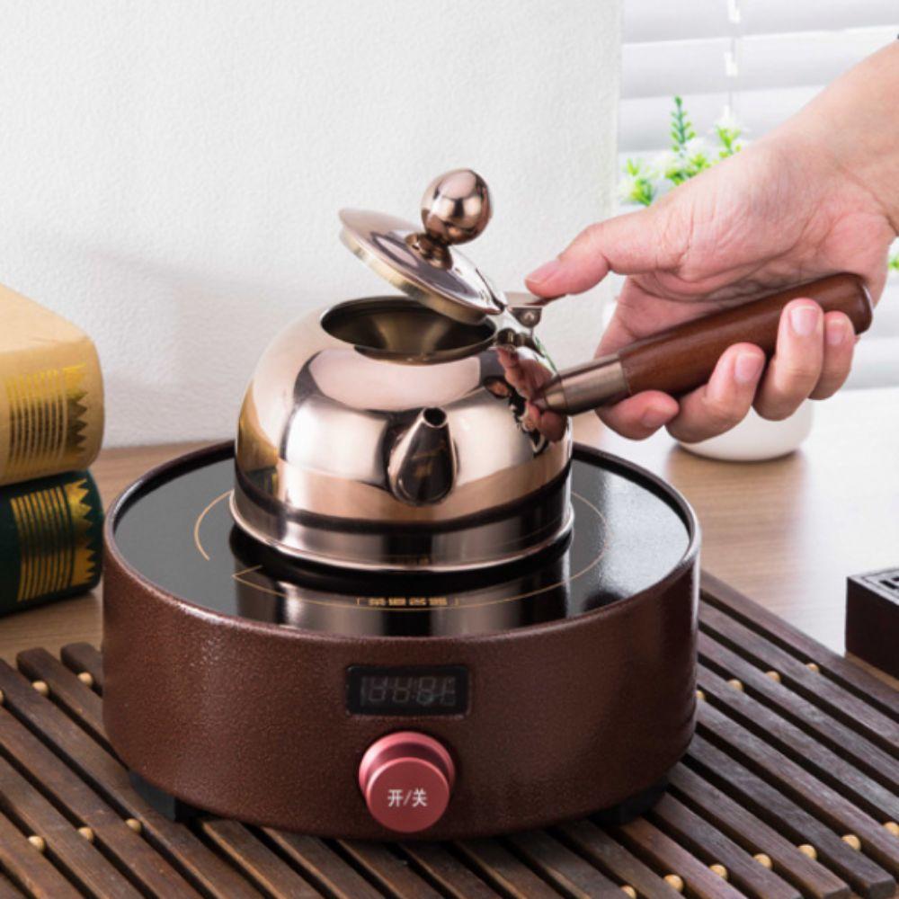 Side Wooden Handle Boiling Water Kettle 304 Stainless Steel Teapot Portable Tea Kettle  Restaurant