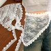 Women Elegant Lace Triangle Headscarf Lace Up Hair Accessory Summer Flower Mesh Scarf Wrap Boho Style Hair Band Soft Headband