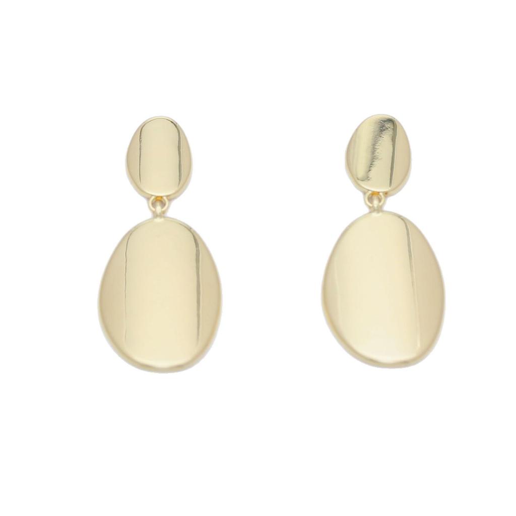 S925 Silver Needle Oval Earrings for Women - Elegant, Smooth, Light Luxury, Real Gold Color Retention.