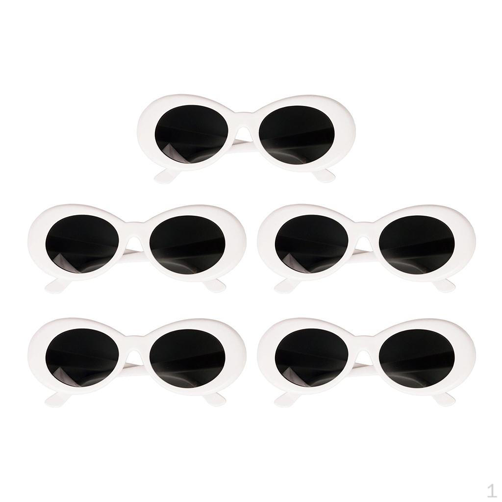 Cheap 5 Retro Clout Goggles Glasses White Oval Bold Mod Thick Frame