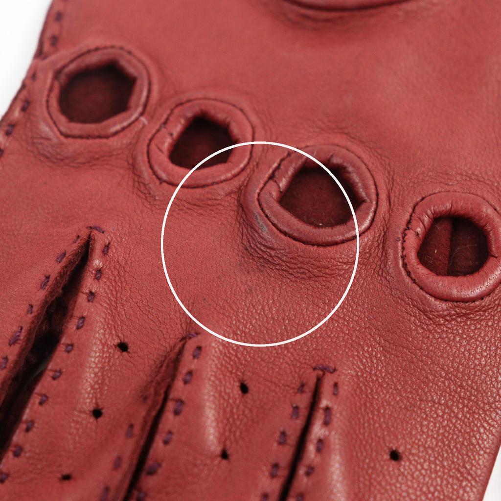 Great HERMES Gloves Serie Button Driving Gloves Bordeaux Lamb Leather Women 6.5 Used
