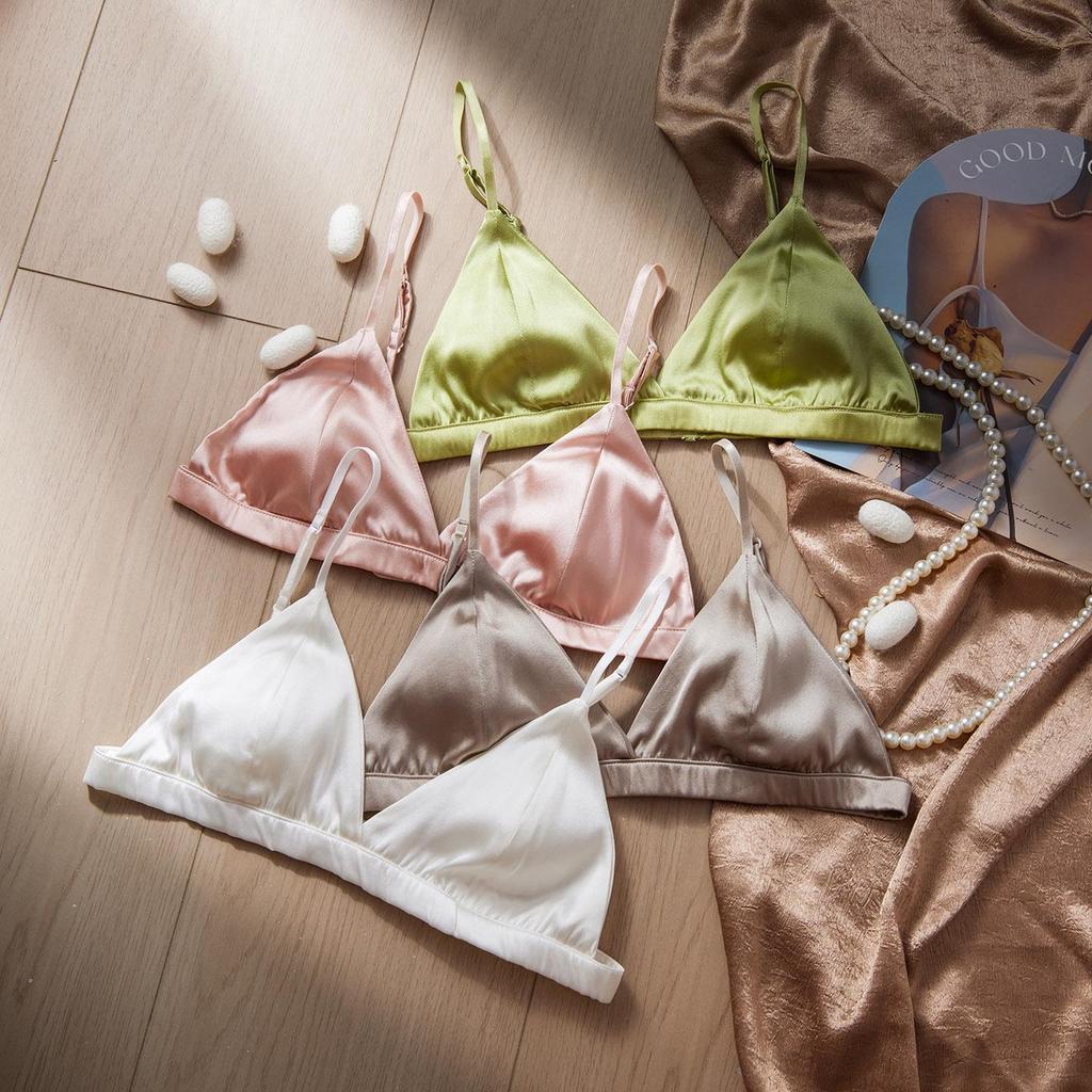 2025 Silk Wireless French Triangle Bra - Breathable, Comfortable Summer Underwear for Women, Japanese Style