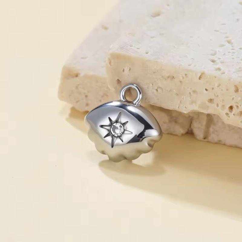 2Pcs Love Star Shell Pendant Stainless Steel Summer Diy Necklace Earrings Bracelet Jewelry Making Accessories