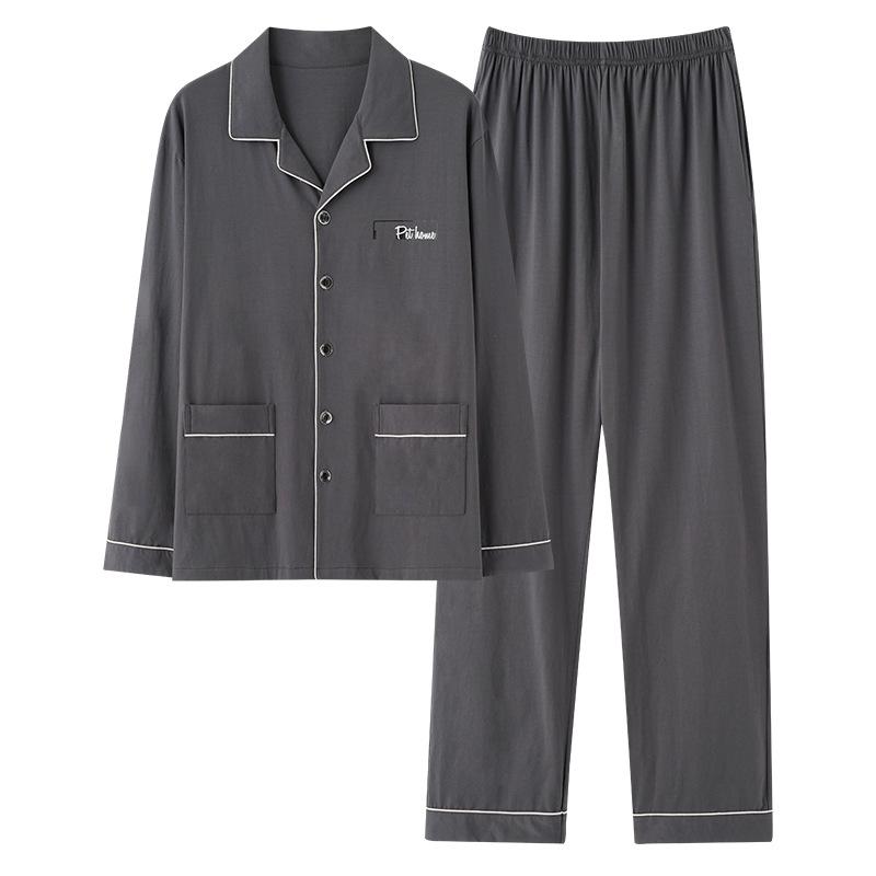 2024 Men's Long Sleeve Cotton Pajamas - Spring/Fall Teen Boys Home Wear Set