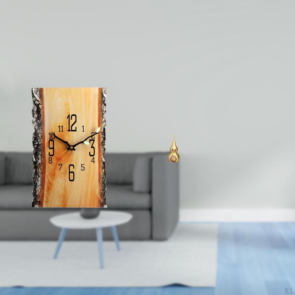 Simulated Brass Tree Stump Gourd Wall Clock 30x20cm Arabic Numerals Silent Feng Shui Ornament